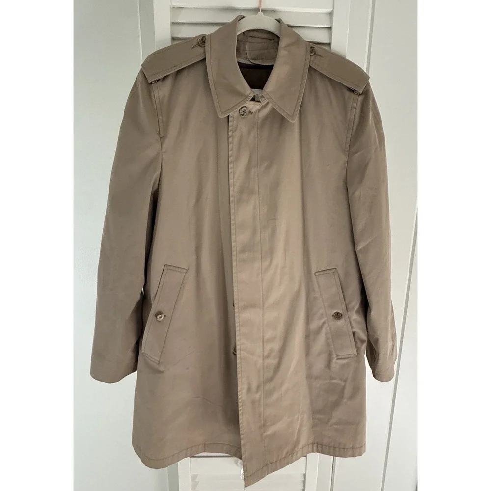 VTG 80s London Fog Maincoats Thinsulate Trench Coat Mens 38R Khaki USA Flawless